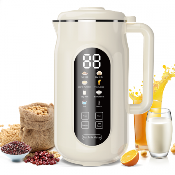 "10-in-1 Nut Milk Maker Machine, 42oz Automatic Nut Milk Maker with LED Touch Screen, Self-Cleaning, 12H Delay Start, Keep Warm, Automatic for Soy/Oat/Almond Milk, Juice,Coconut,Plant Base & Boil Water"