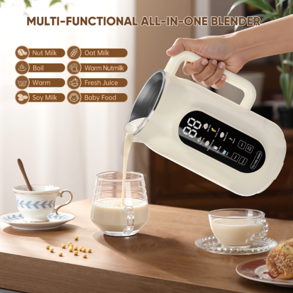 "10-in-1 Nut Milk Maker Machine, 42oz Automatic Nut Milk Maker with LED Touch Screen, Self-Cleaning, 12H Delay Start, Keep Warm, Automatic for Soy/Oat/Almond Milk, Juice,Coconut,Plant Base & Boil Water"
